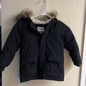 SUPER CUTE Old Navy Black Lined Winter Coat With Faux Fur Hood